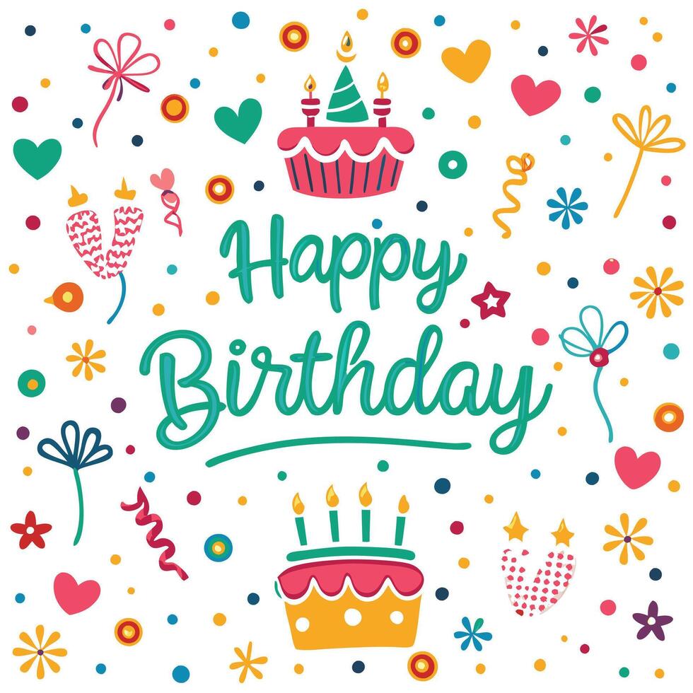happy birthday card with cake and candles vector