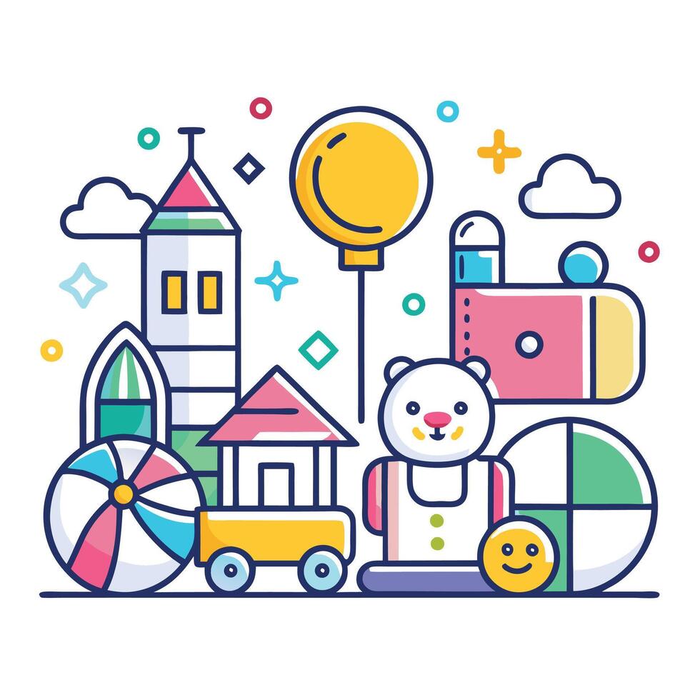 a colorful illustration of a toy store vector