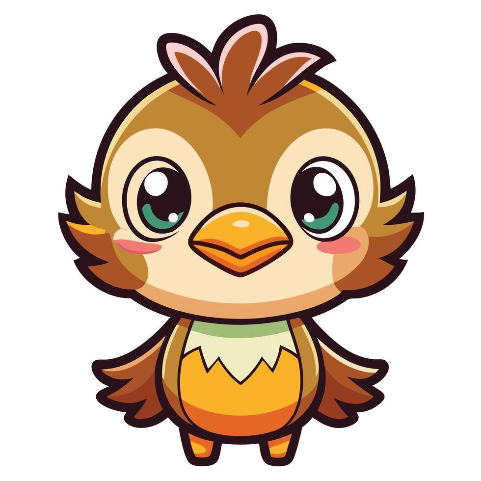 a cartoon bird with big eyes and a big beak vector