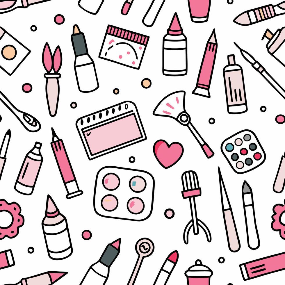 seamless pattern with various items for the arts and crafts vector