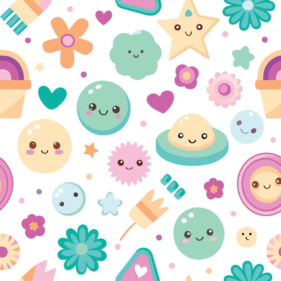 a cute pattern with flowers and hearts vector