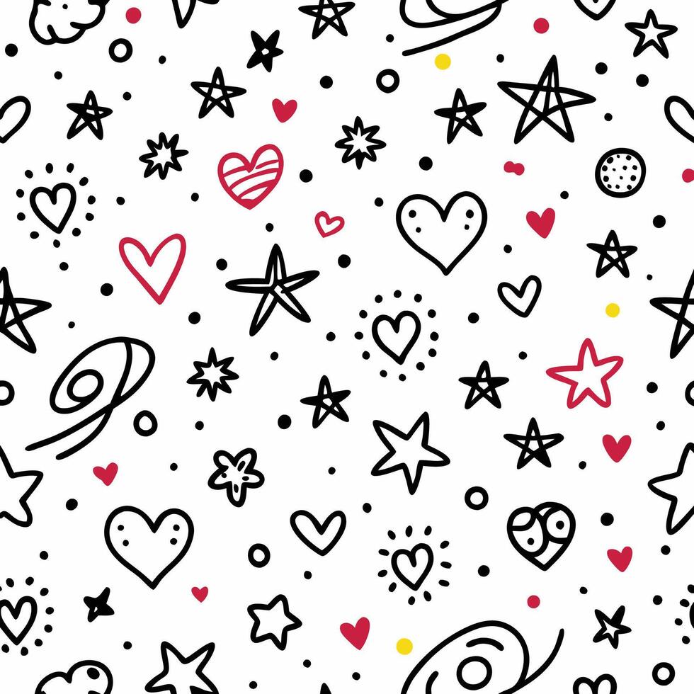 seamless pattern with hearts, stars and hearts vector