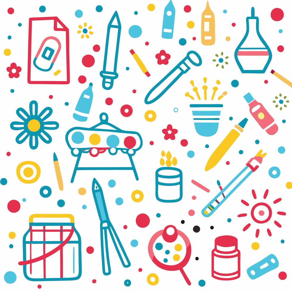 art supplies and tools in a flat style vector