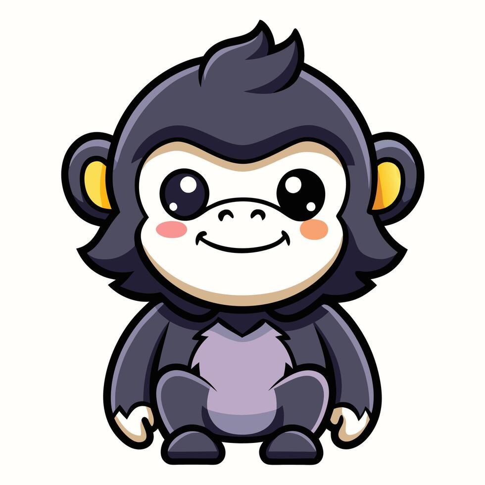 a cartoon monkey sitting down with a big smile vector