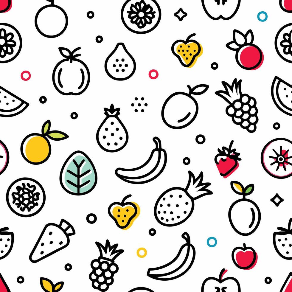 seamless pattern with fruits and vegetables vector