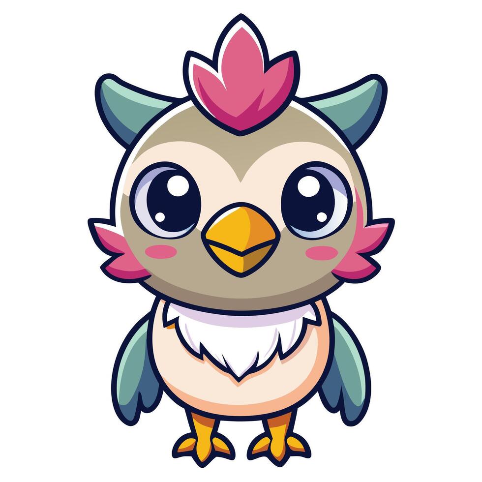 a cartoon owl with pink feathers and a big head vector