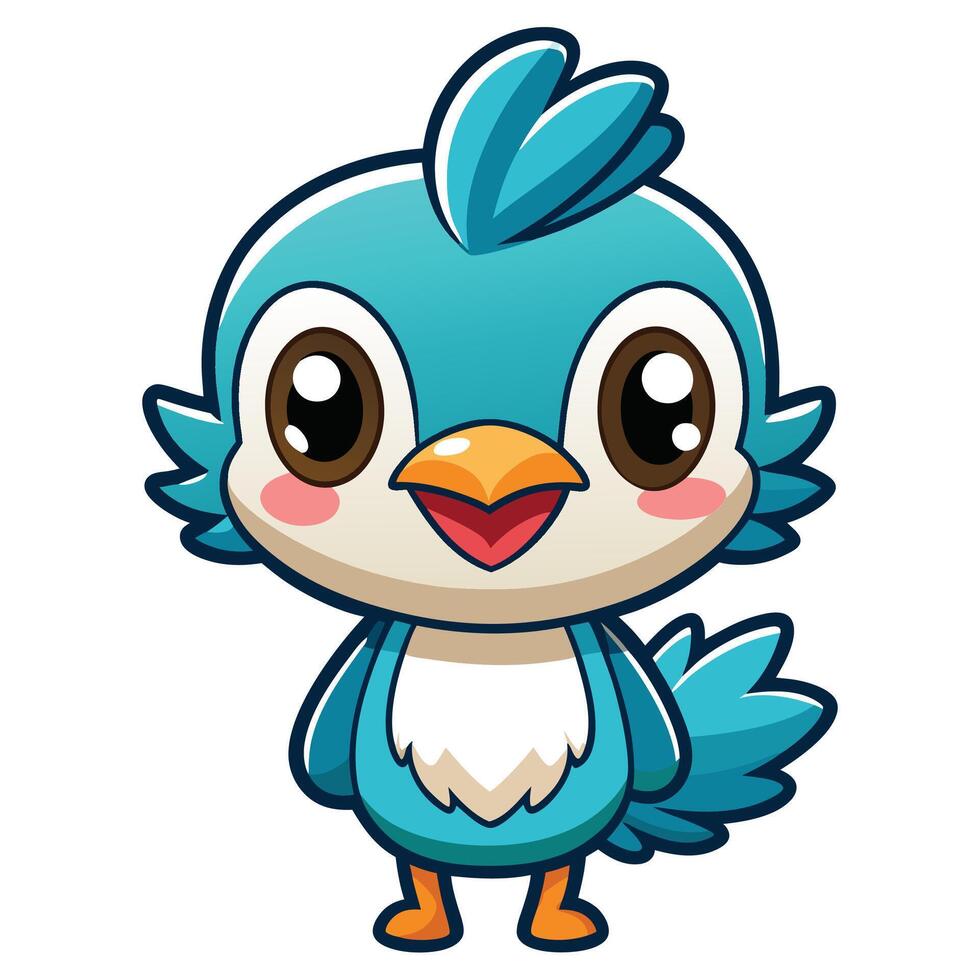 a cartoon blue bird with big eyes and a big beak vector