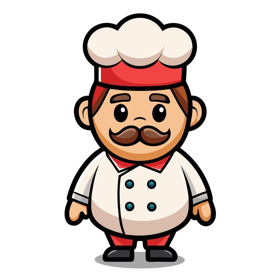 cartoon chef with mustache and hat vector