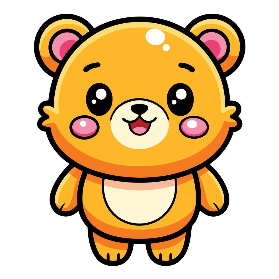 a cartoon bear with pink eyes and a smile vector
