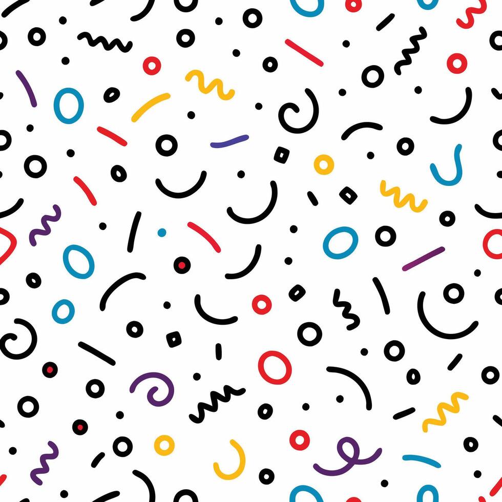seamless pattern with colorful shapes and lines vector