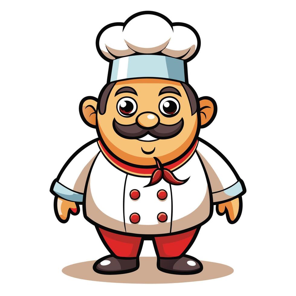 cartoon chef with mustache and mustache illustration vector