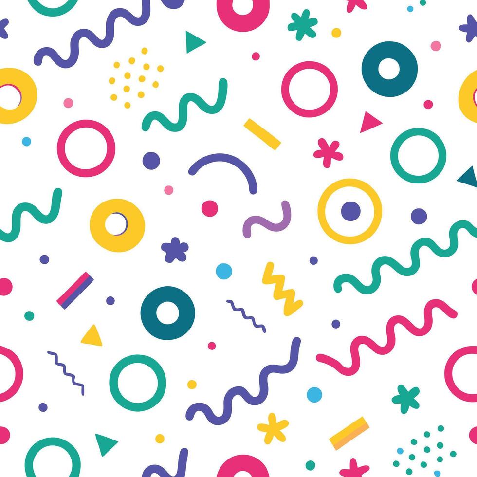 seamless pattern with colorful geometric shapes and circles vector