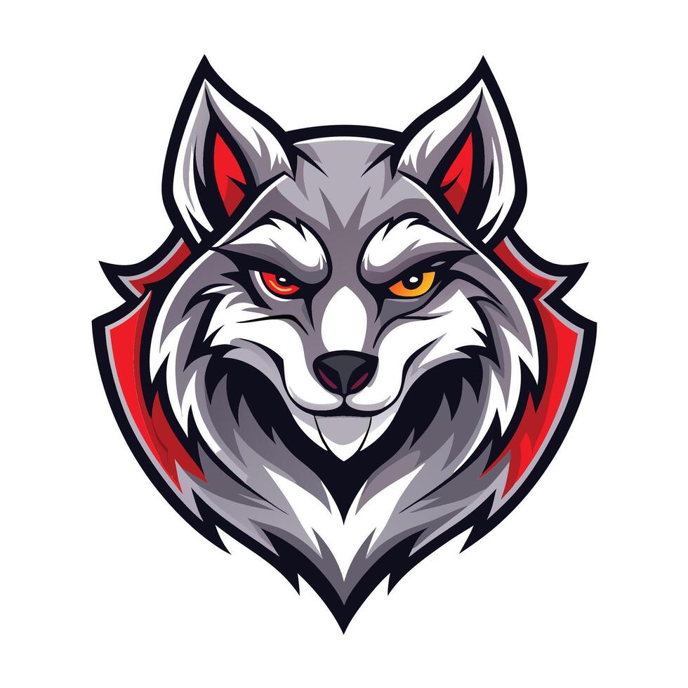 the head of a wolf with red eyes vector
