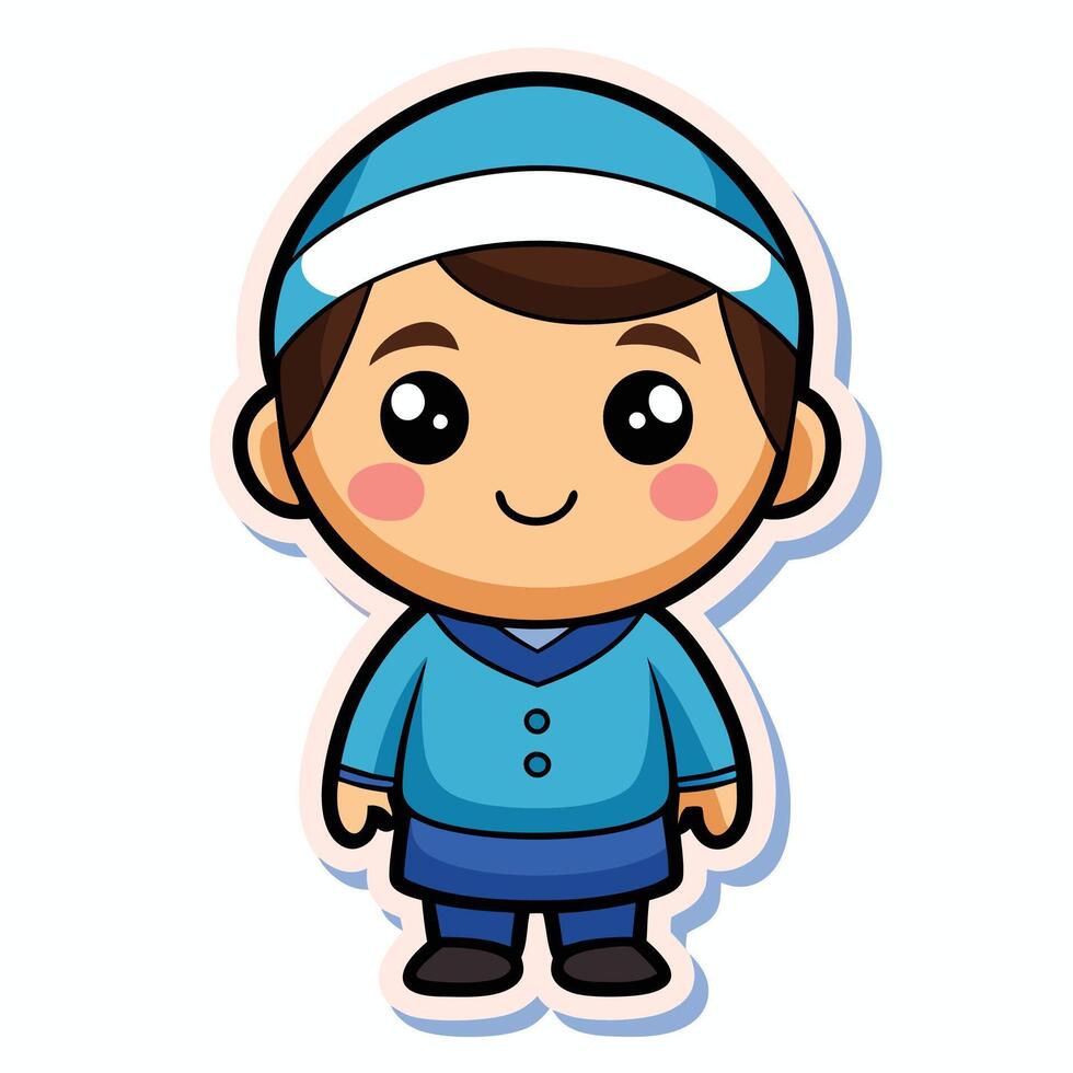 a cartoon boy in blue clothes vector