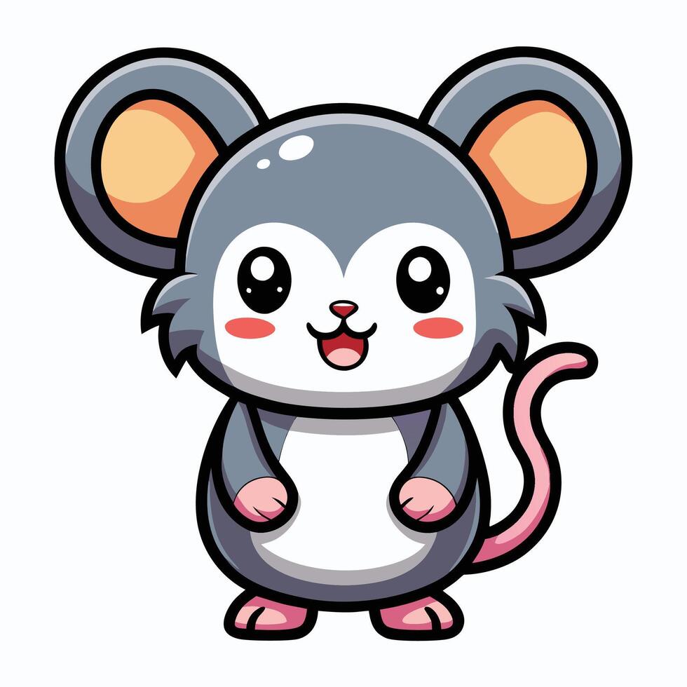 a cartoon mouse with big eyes and a smile vector