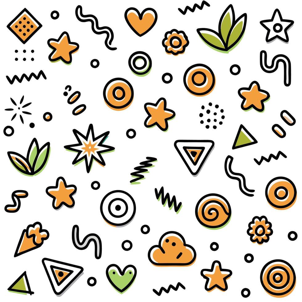 a set of colorful shapes and shapes on a white background vector