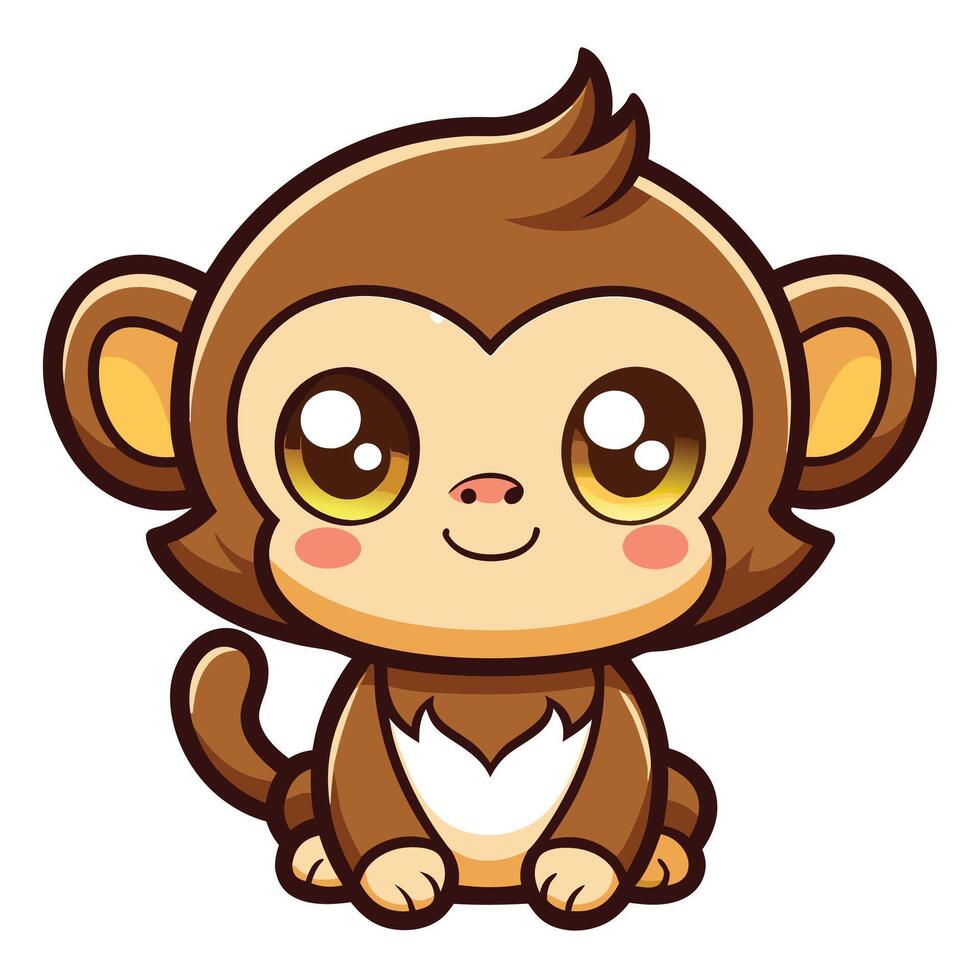 a cartoon monkey with big eyes and a big smile vector