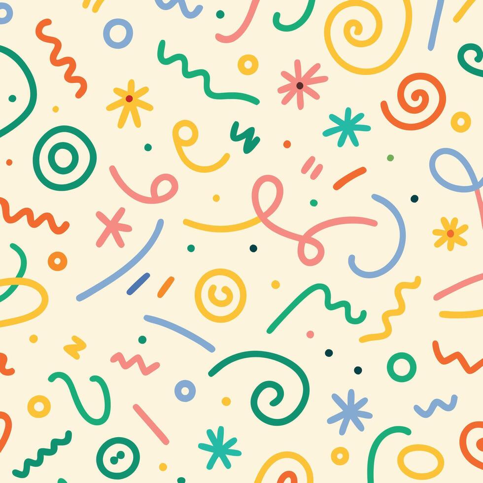 a colorful pattern with many different shapes and lines vector