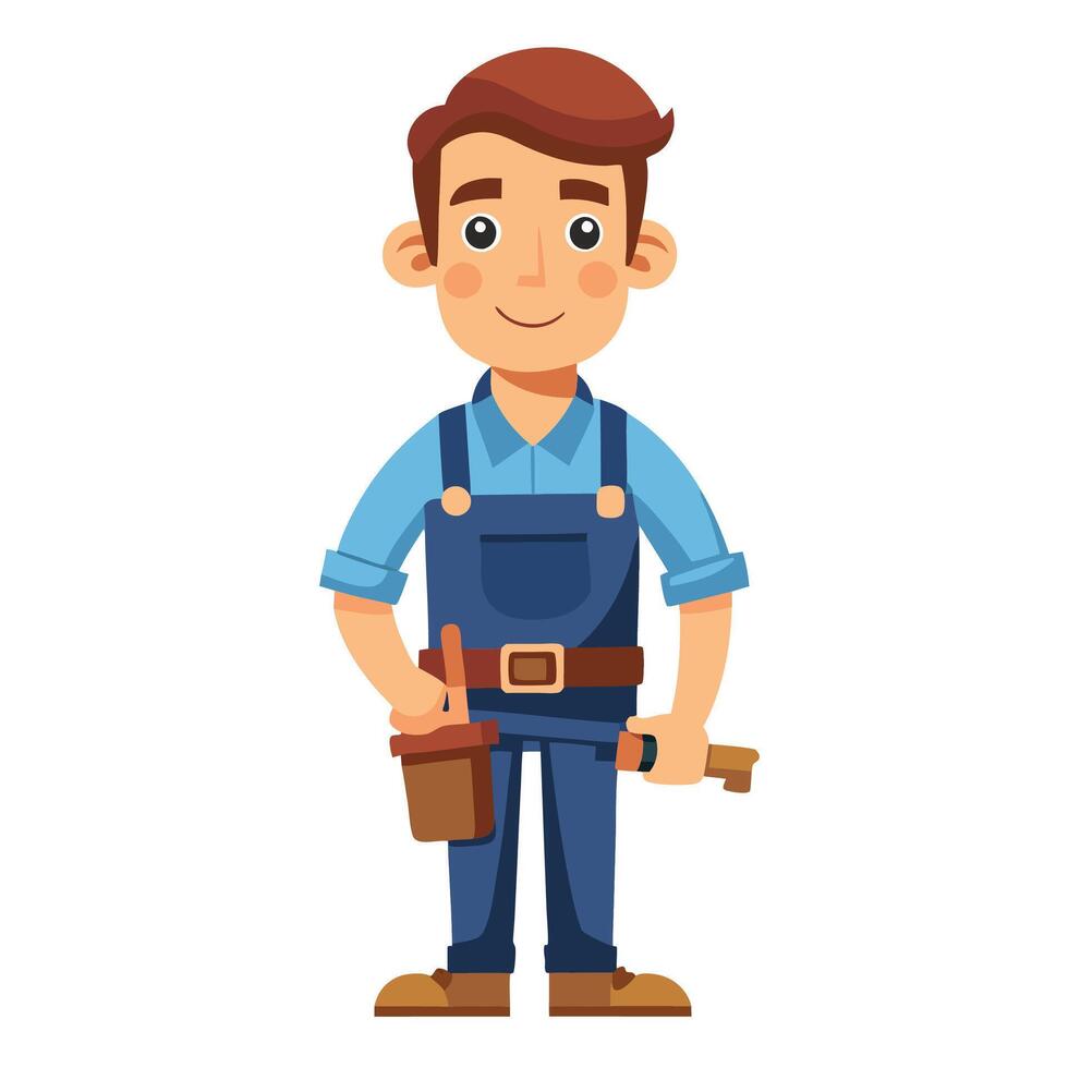 a cartoon man with a tool in his hand vector