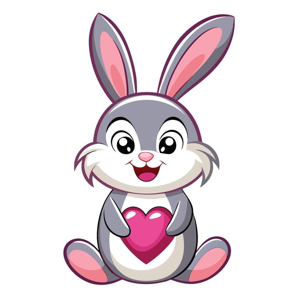 a cartoon bunny holding a heart vector