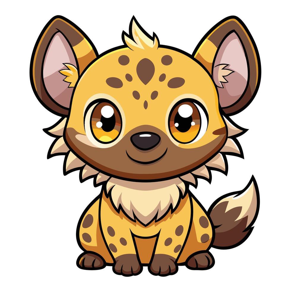 a cartoon hyena sitting down and looking at the camera vector