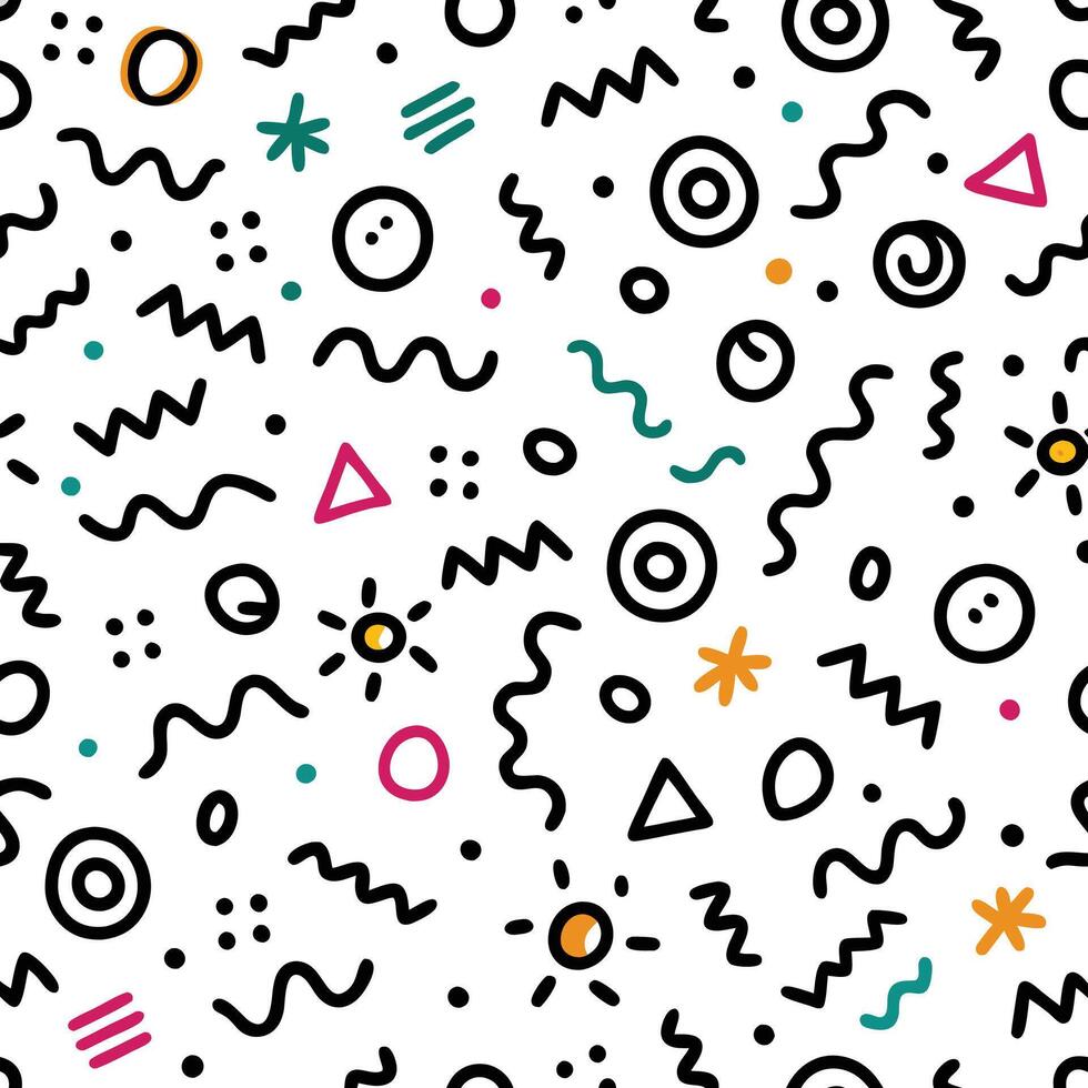 seamless pattern with colorful geometric shapes and lines vector