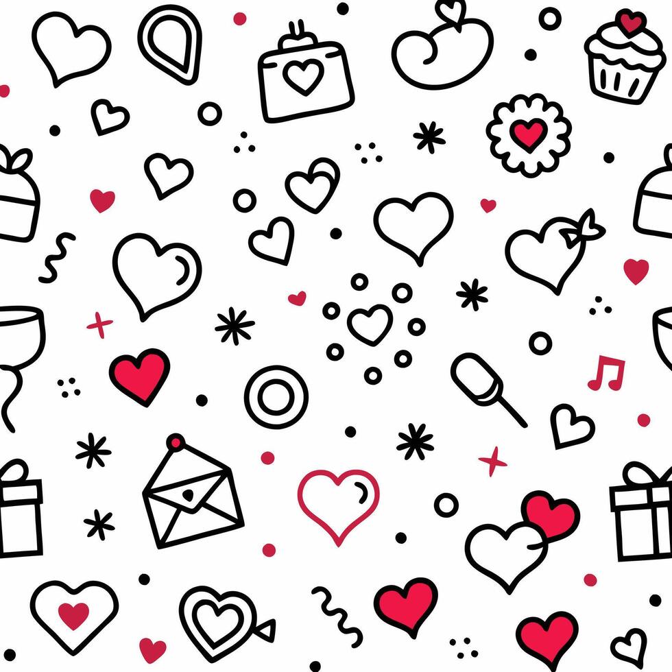 seamless valentine's day pattern with hearts and gifts vector