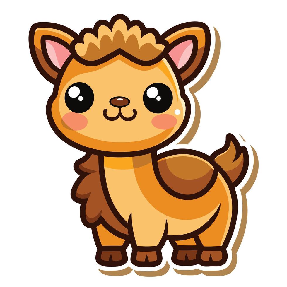 illustration of cute llama cartoon character vector