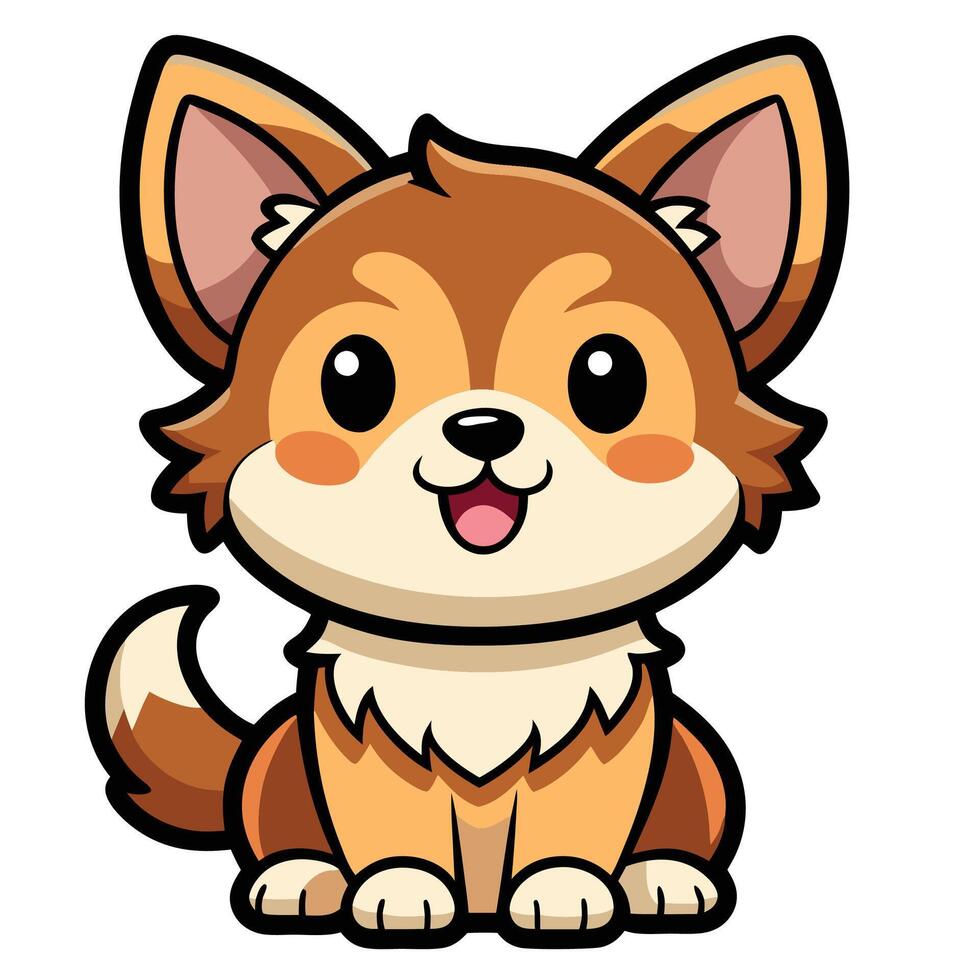 a cartoon dog sitting down with its tongue out vector