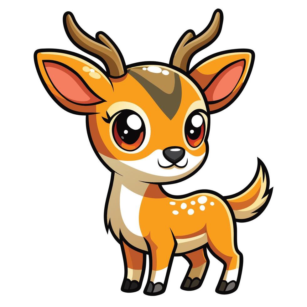 a cartoon deer with big eyes and big horns vector