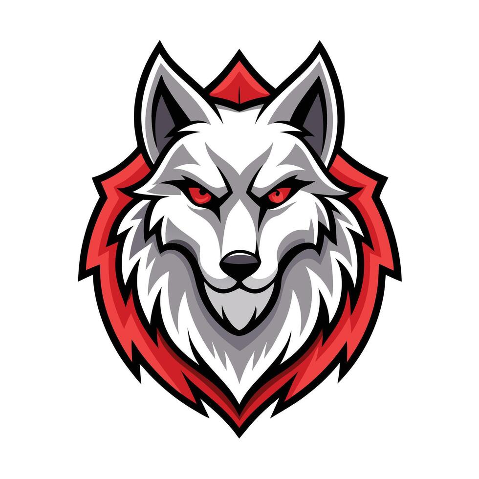 the head of a wolf with red eyes vector