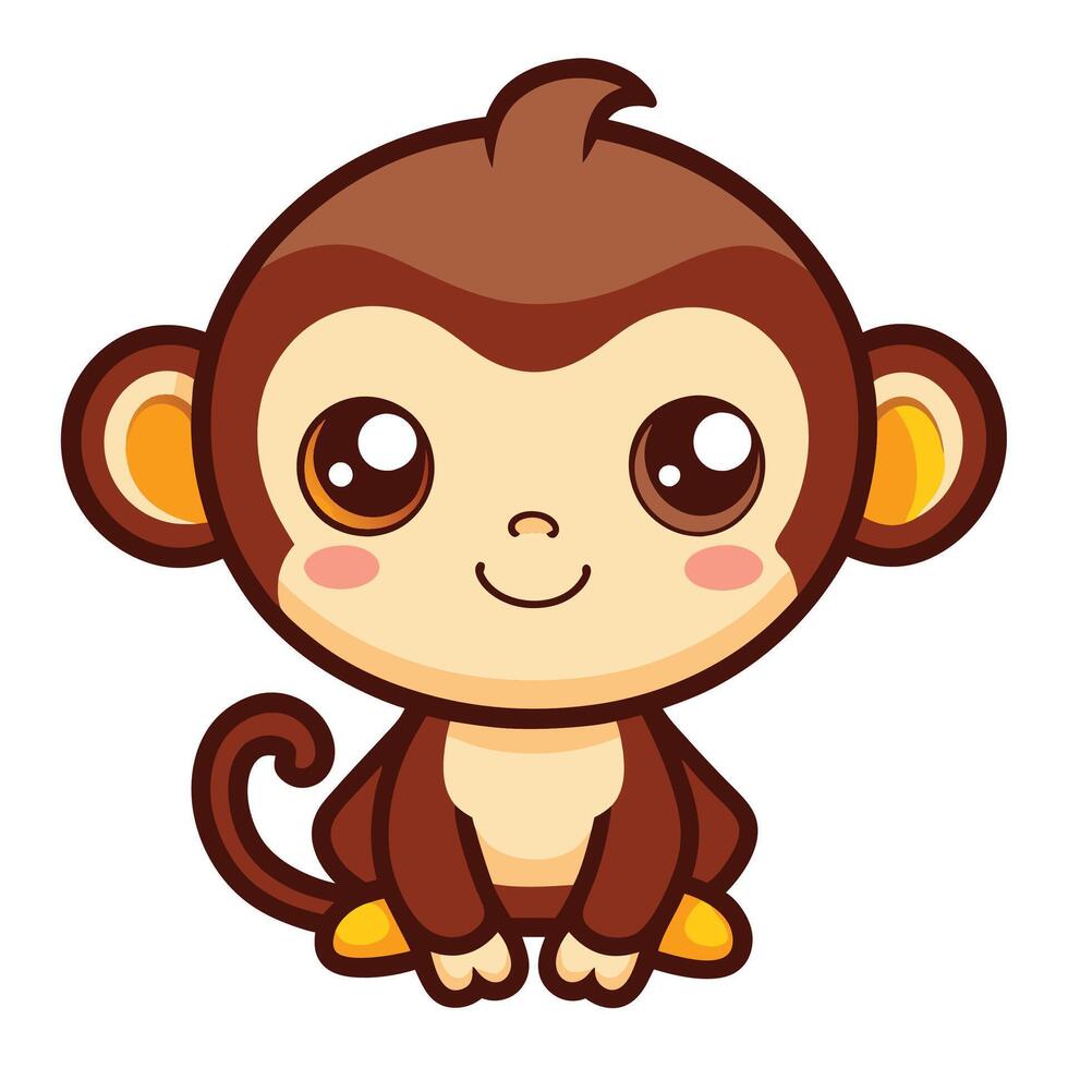 cute monkey cartoon illustration vector