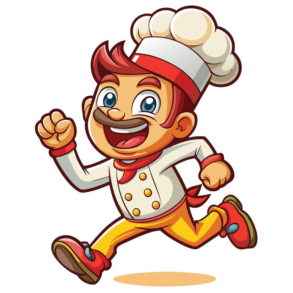 cartoon chef running illustration vector