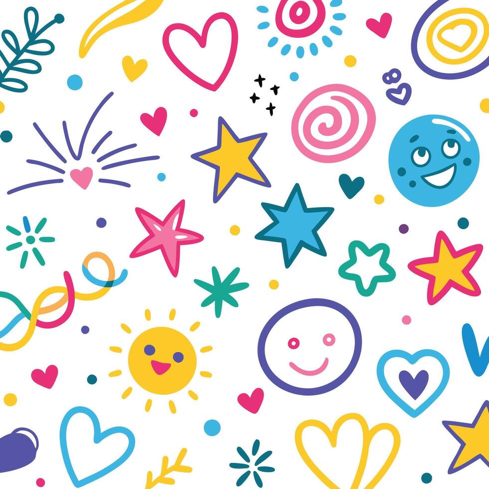 a colorful pattern with various objects and symbols vector