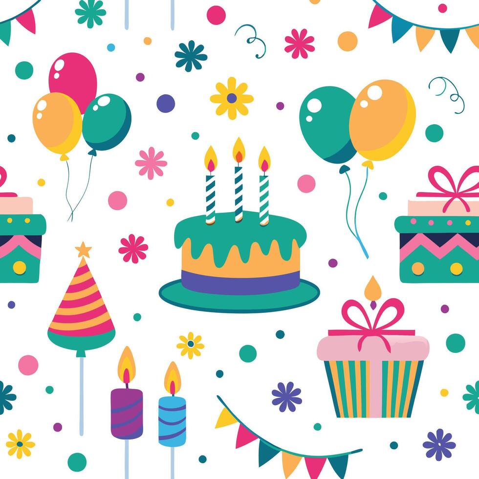 birthday seamless pattern vector