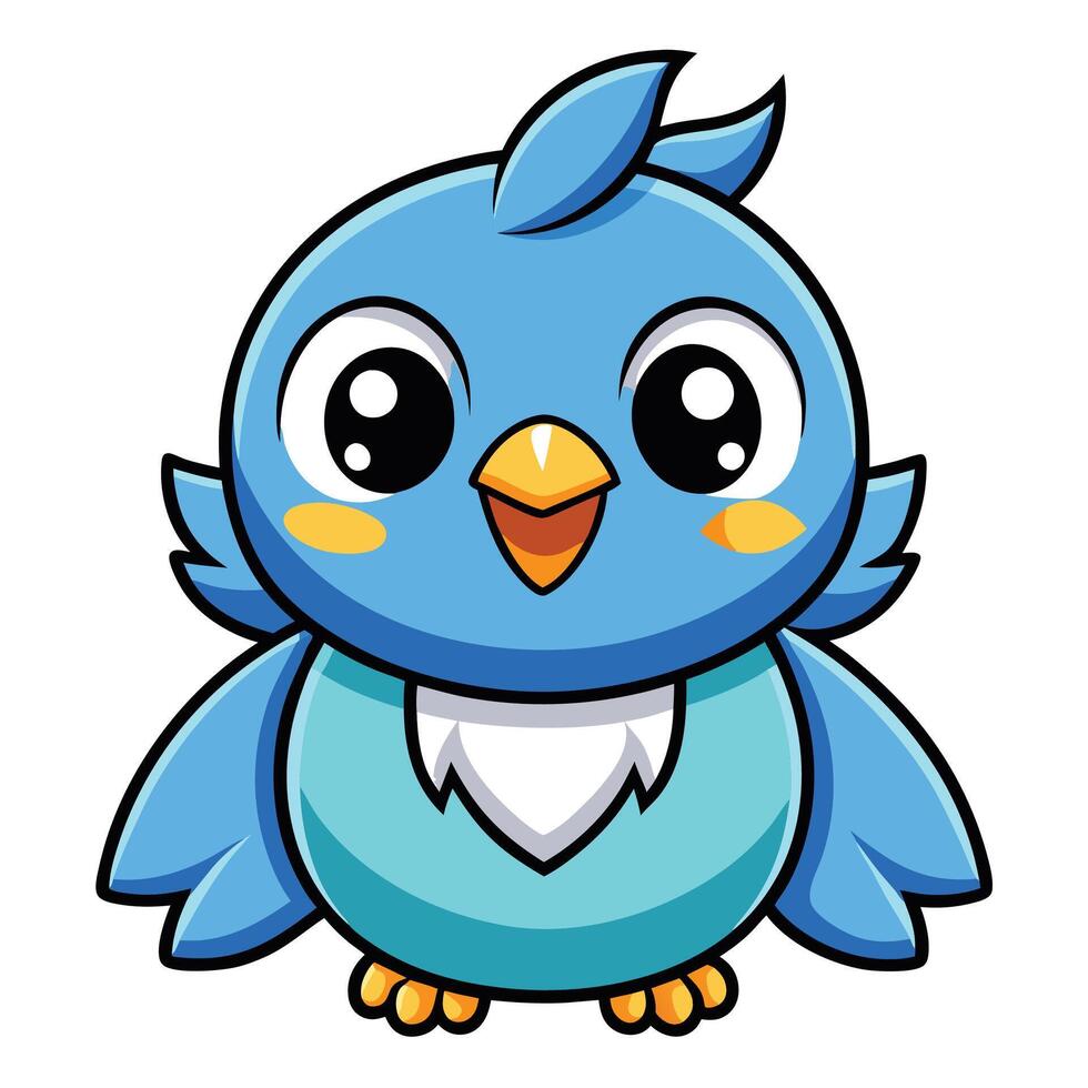a cartoon blue bird with big eyes vector