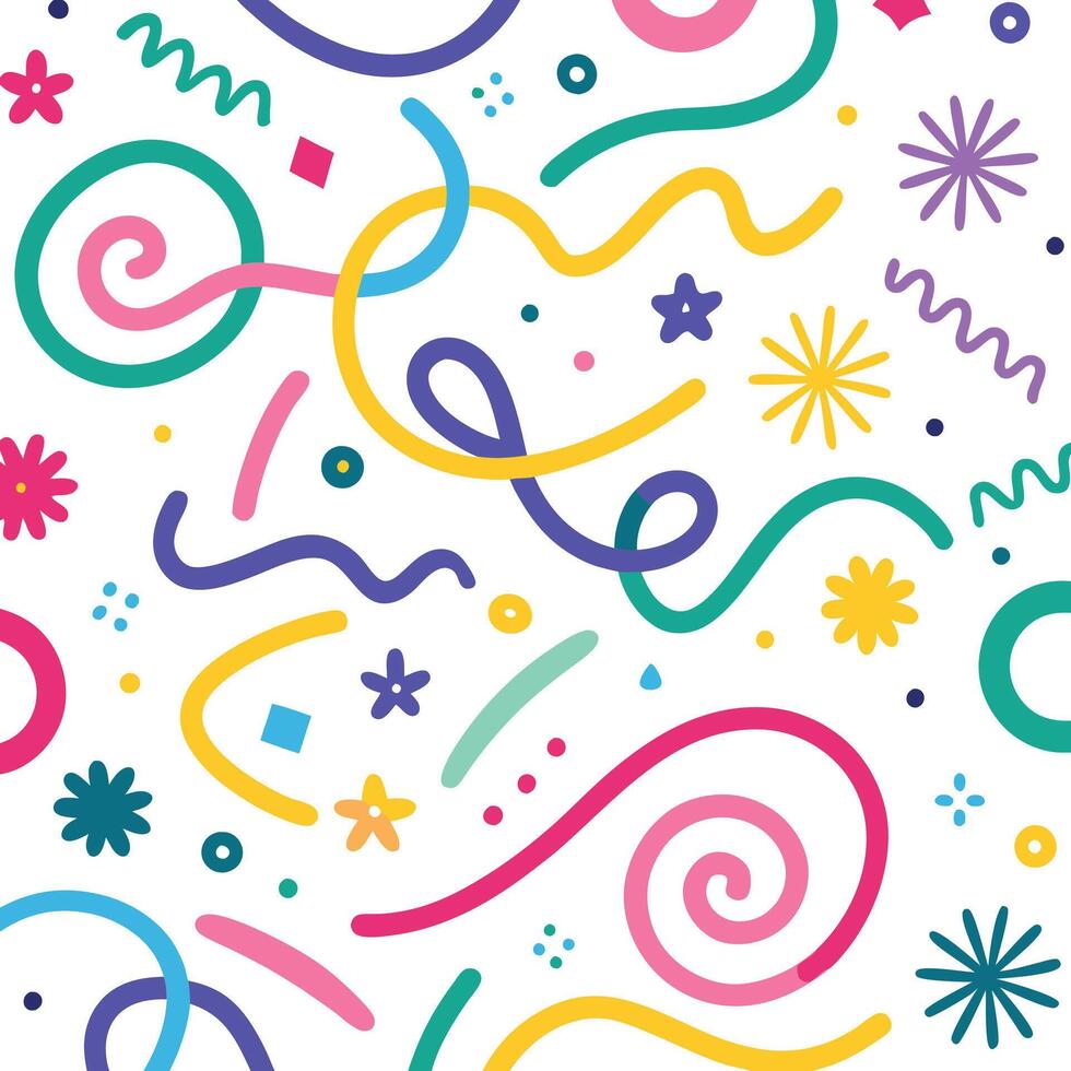 a colorful pattern with swirls and stars vector