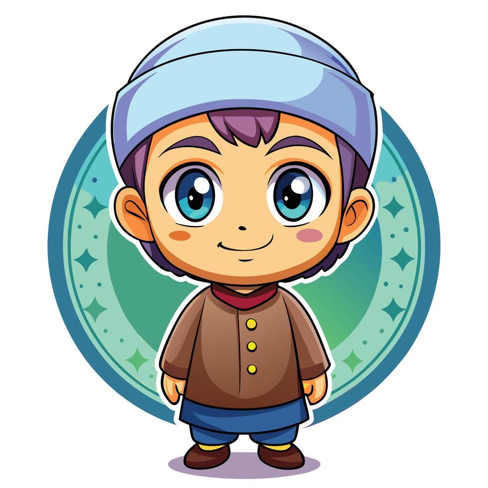 cartoon boy in a hat and coat vector