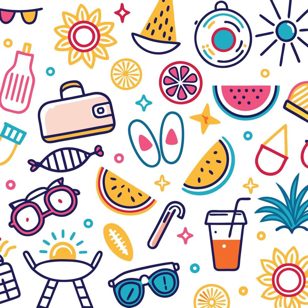 summertime icons illustration vector