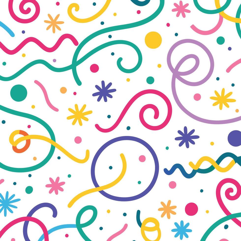 a colorful pattern with swirls and stars vector