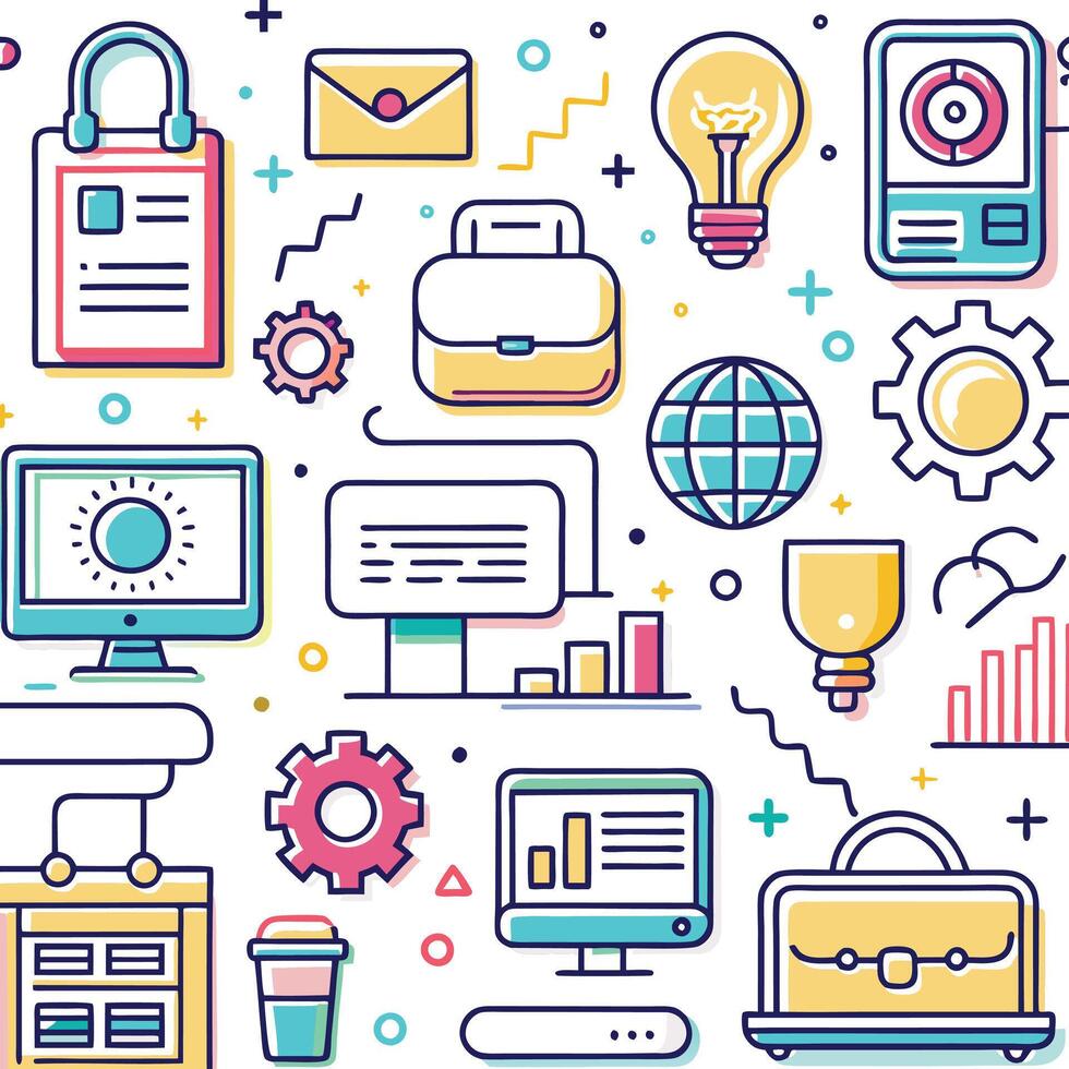 business icons set in line style vector