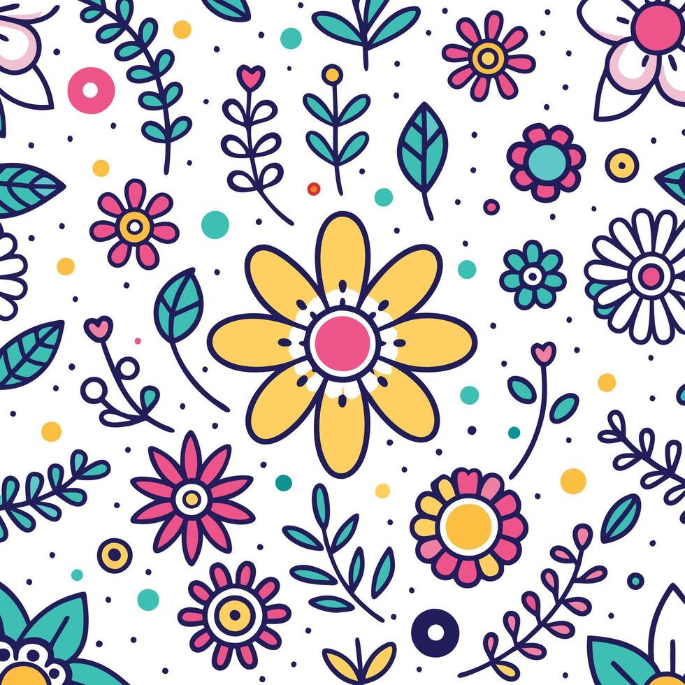 seamless floral pattern with flowers and leaves vector