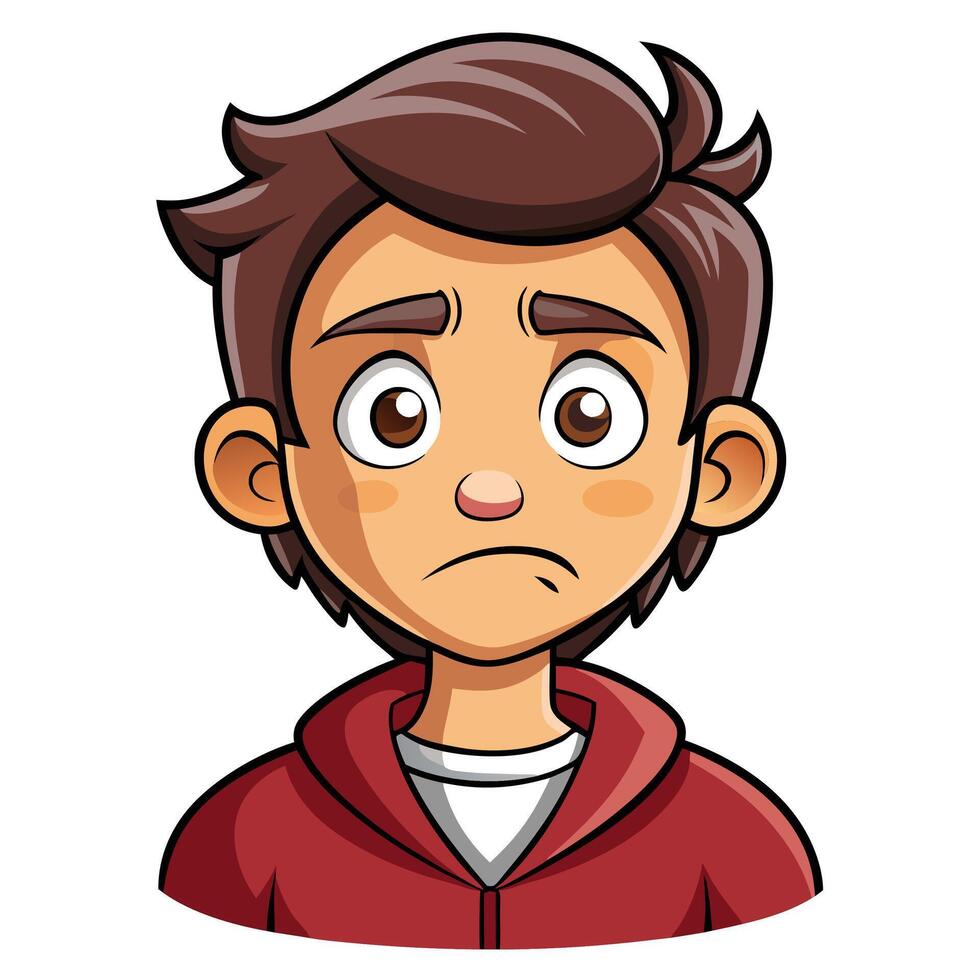 sad boy cartoon avatar illustration vector