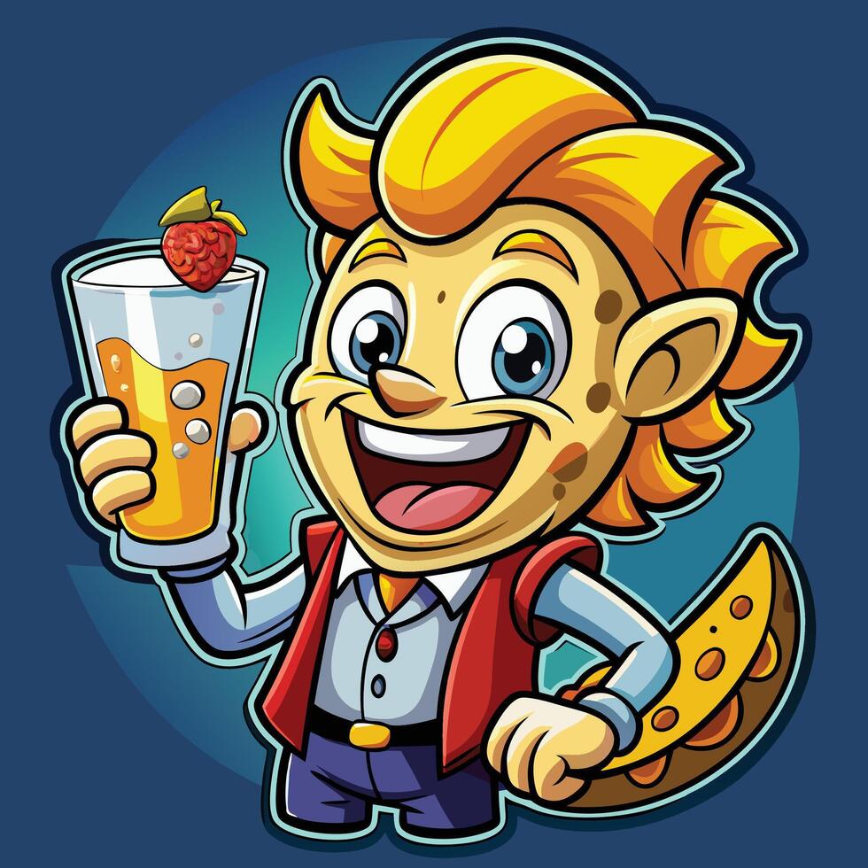 a cartoon character holding a glass of beer vector