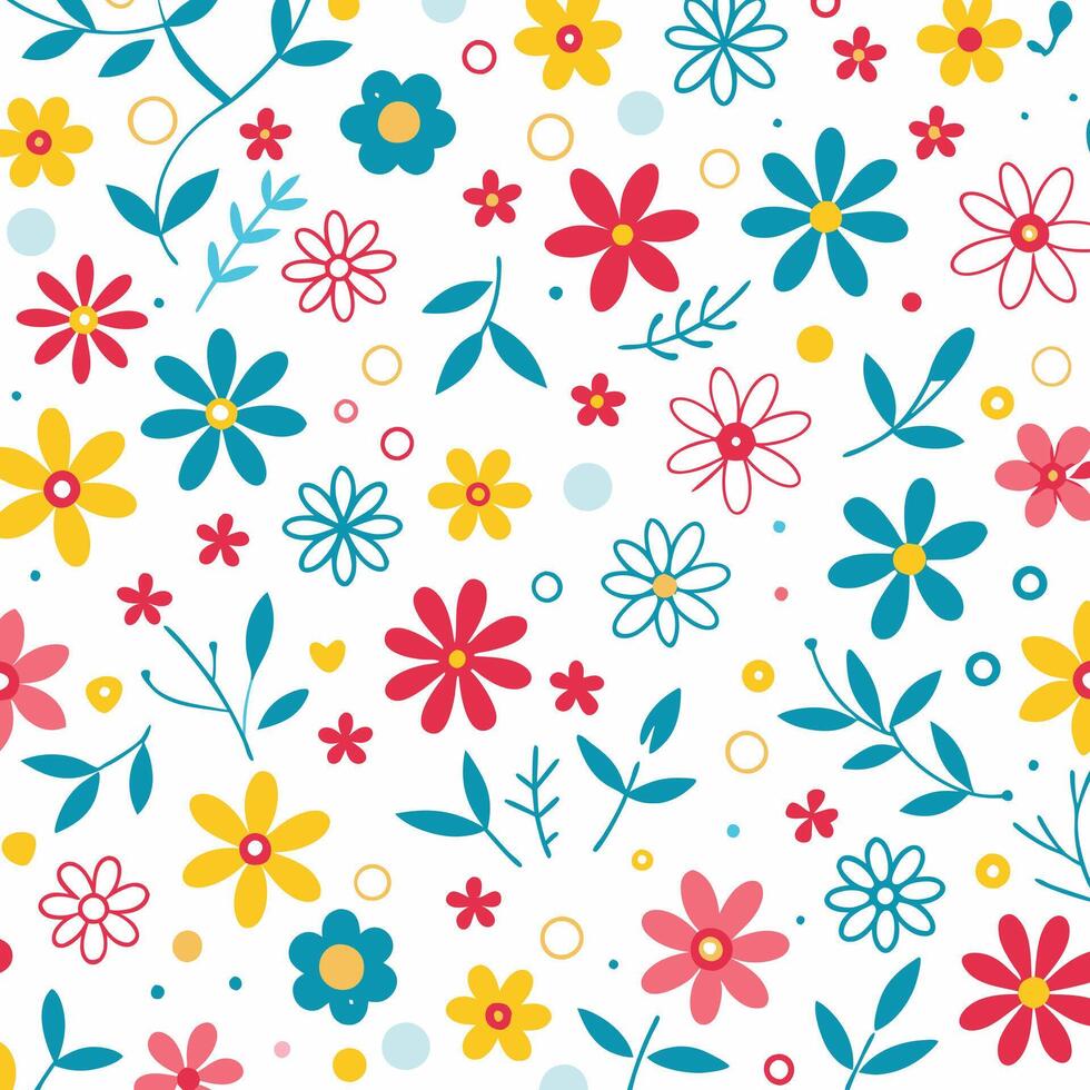 floral seamless pattern with flowers and leaves vector