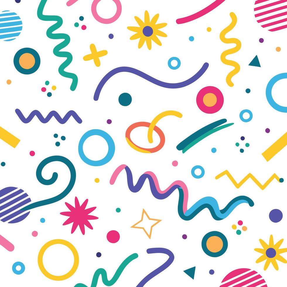 seamless pattern with colorful shapes and lines vector