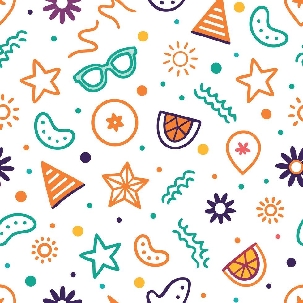 seamless pattern with colorful objects and symbols vector