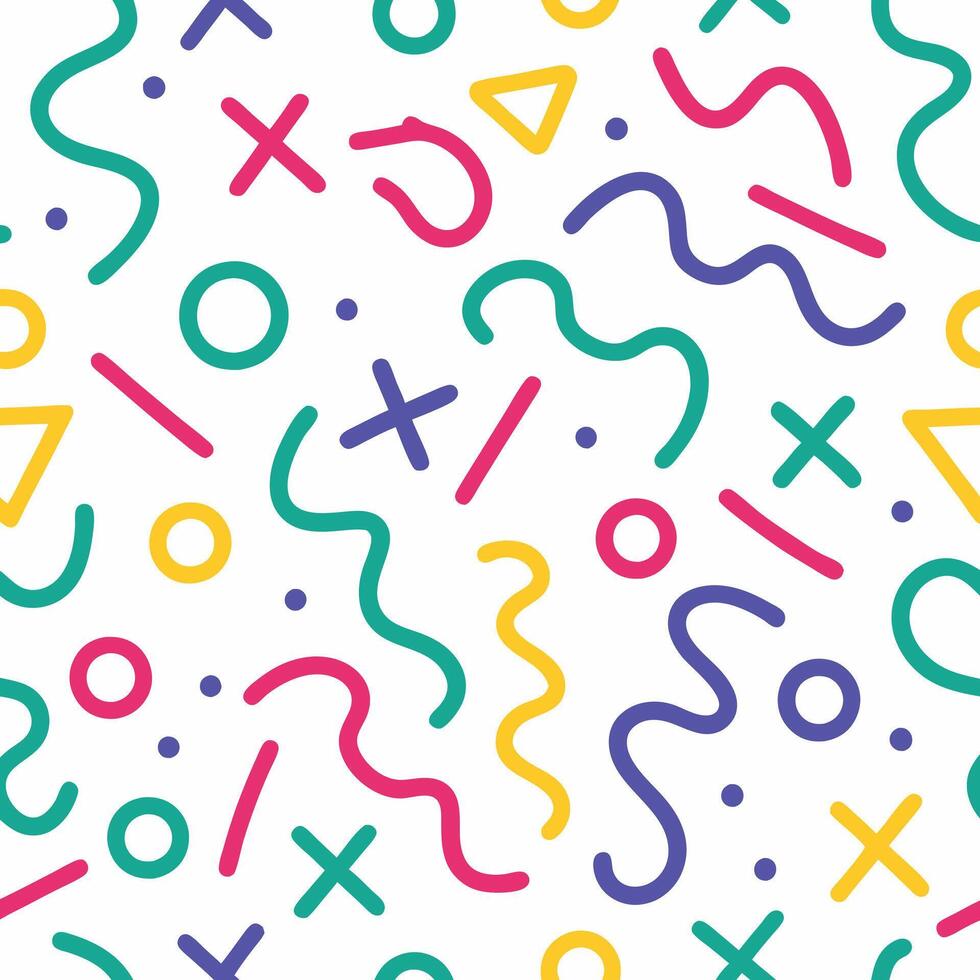 seamless pattern with colorful geometric shapes and lines vector