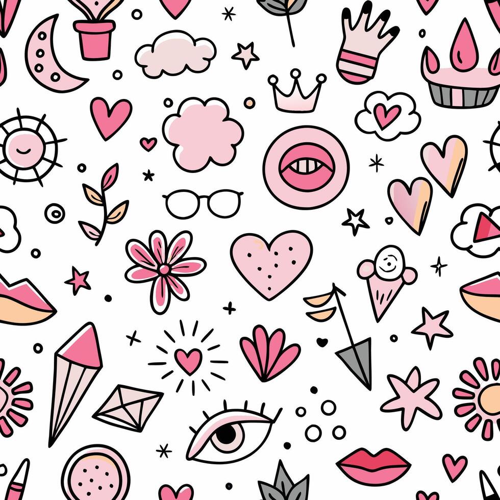 seamless pattern with pink and white objects vector
