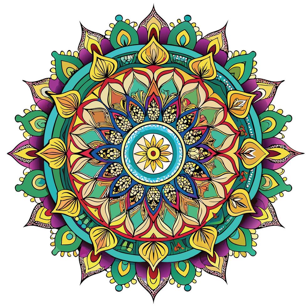 a colorful mandala design with a circular center vector